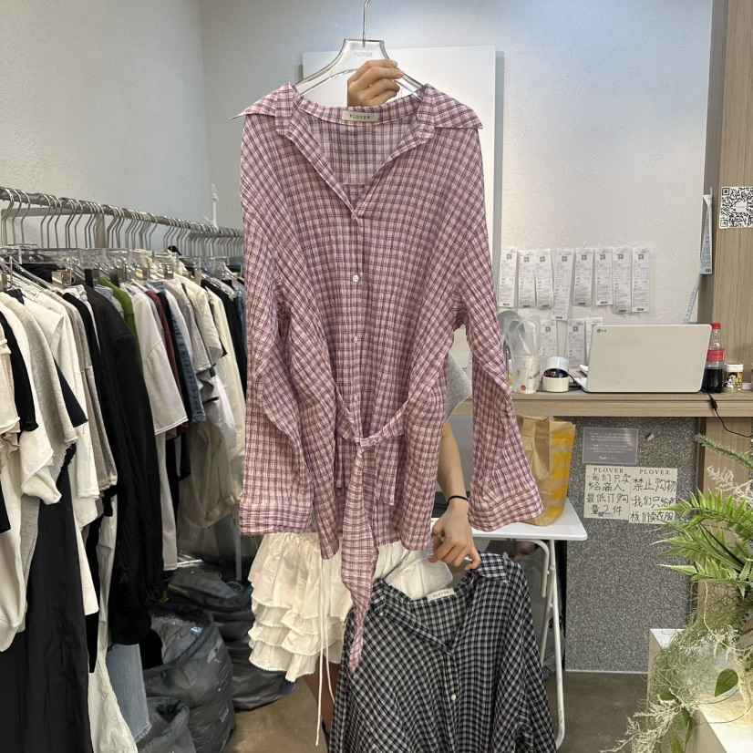 PLOVER直郵韓國代購㊣女裝新品時尚熱賣休閑25春夏襯衫蕾絲衫PLO_VER襯衫/蕾絲衫