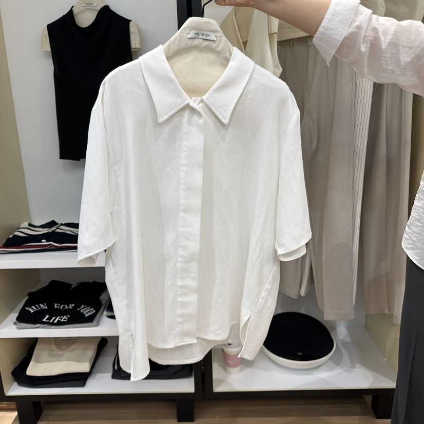 MUYBIEN直郵韓國代購㊣女裝新品人氣熱賣25春夏襯衫蕾絲衫亞麻MUYBIEN襯衫/蕾絲衫