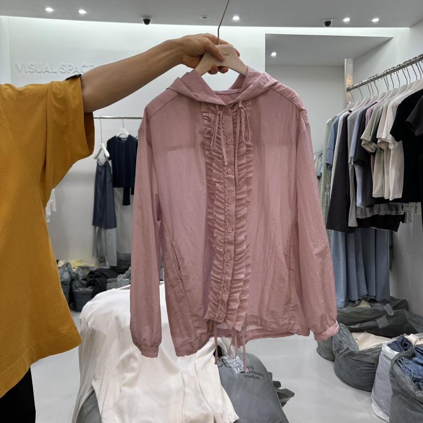 VISUAL SPACE韓國㊣直郵東大門代購女裝新品時尚夾克荷葉邊VISUAL SPACE夾克