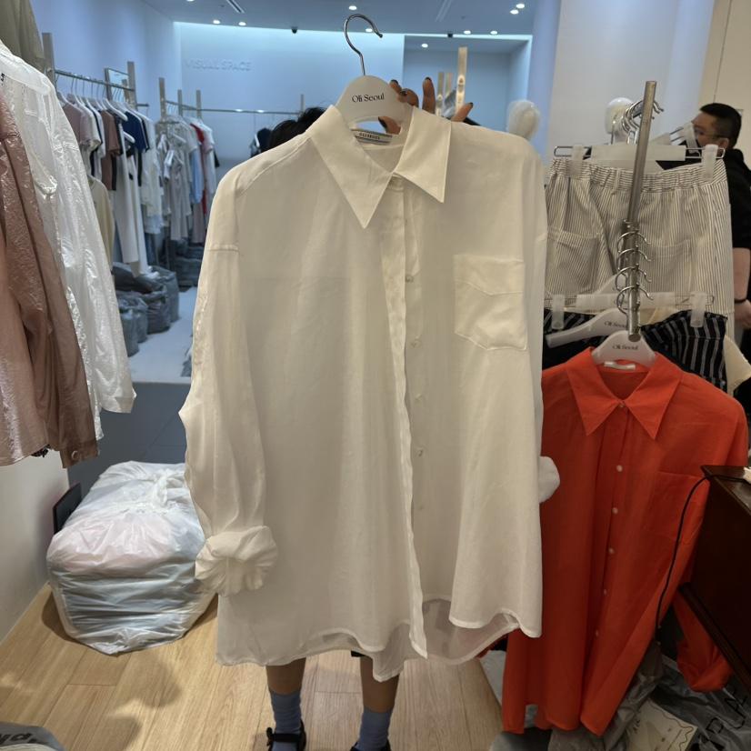 OLI SEOUL直郵韓國代購㊣女裝新品時尚25春夏襯衫蕾絲衫亞麻OLI SEOUL襯衫/蕾絲衫