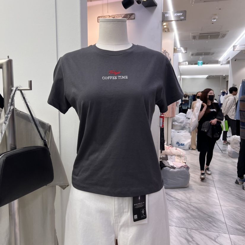 THE WAVE直郵韓國代購㊣女裝新款時尚人氣25春夏熱賣T恤刺繡THE WAVET恤