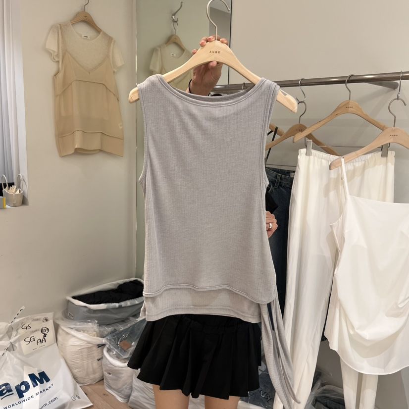 AUBE韓國直郵㊣東大門實拍女裝新品25春夏人氣休閑吊帶背心AUBE吊帶/背心