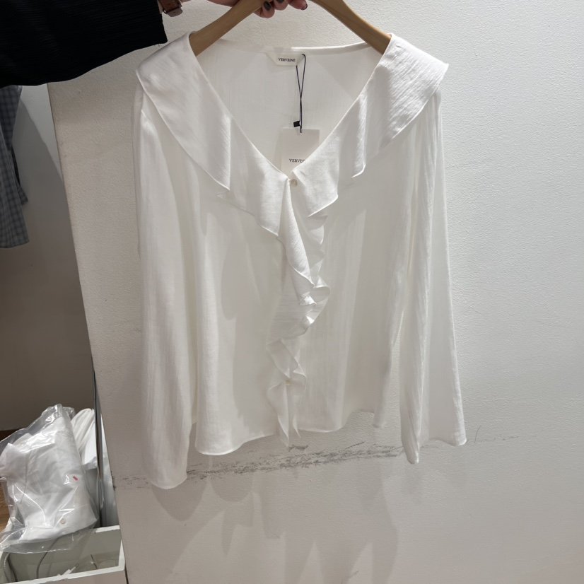 VERVEINE韓國直郵㊣東大門實拍女裝新品25春夏襯衫蕾絲衫荷葉邊VERVEINE襯衫/蕾絲衫