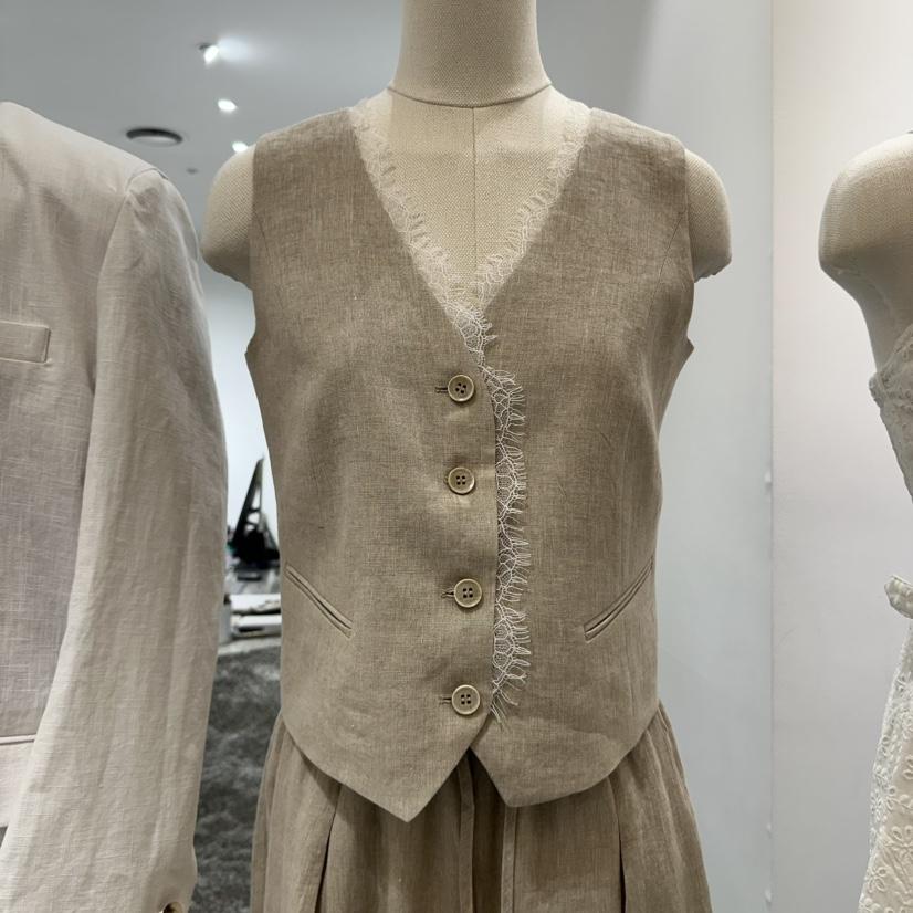NEROLI 36韓國㊣直郵東大門代購女裝新品25春夏馬甲蕾絲亞麻NEROLI 36馬甲