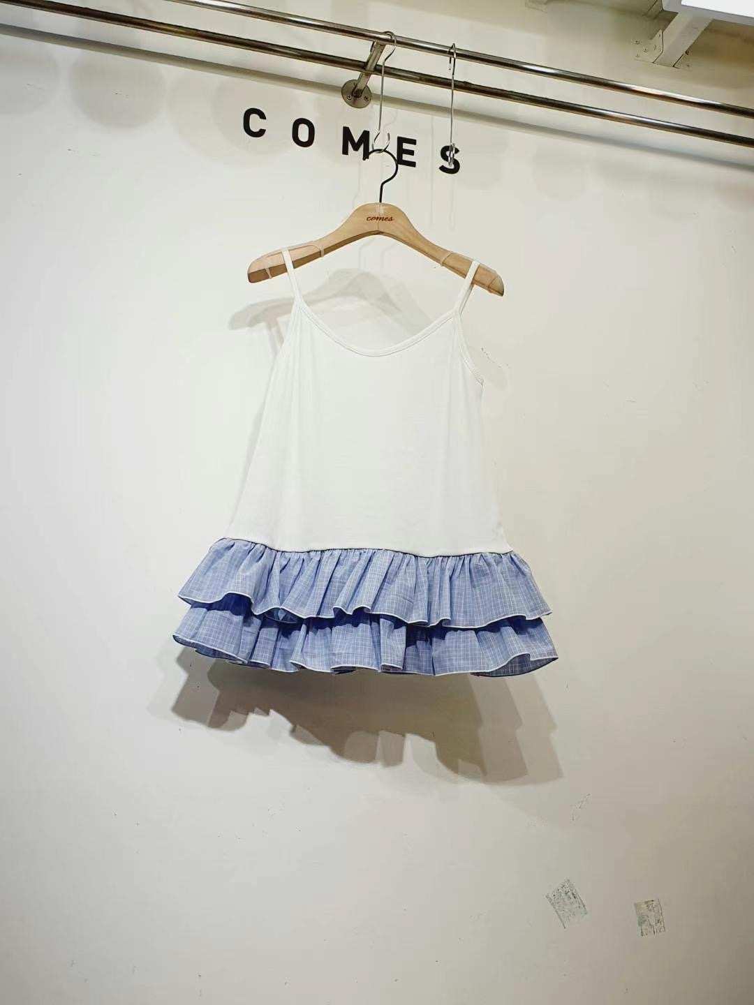 COMES-컴즈-OT韓國㊣直郵東大門代購女裝新品推薦吊帶背心荷葉邊格紋COMES-ot吊帶/背心