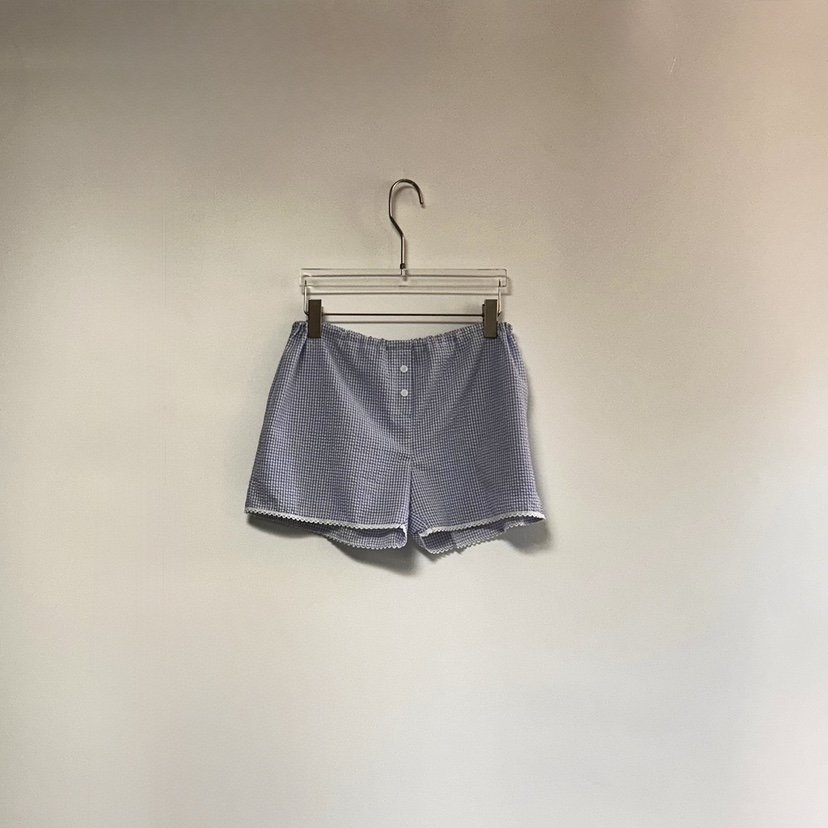 BONHEUR直郵韓國代購㊣女裝新品人氣推薦25春夏短褲格紋蕾絲BONHEUR-2件起短褲