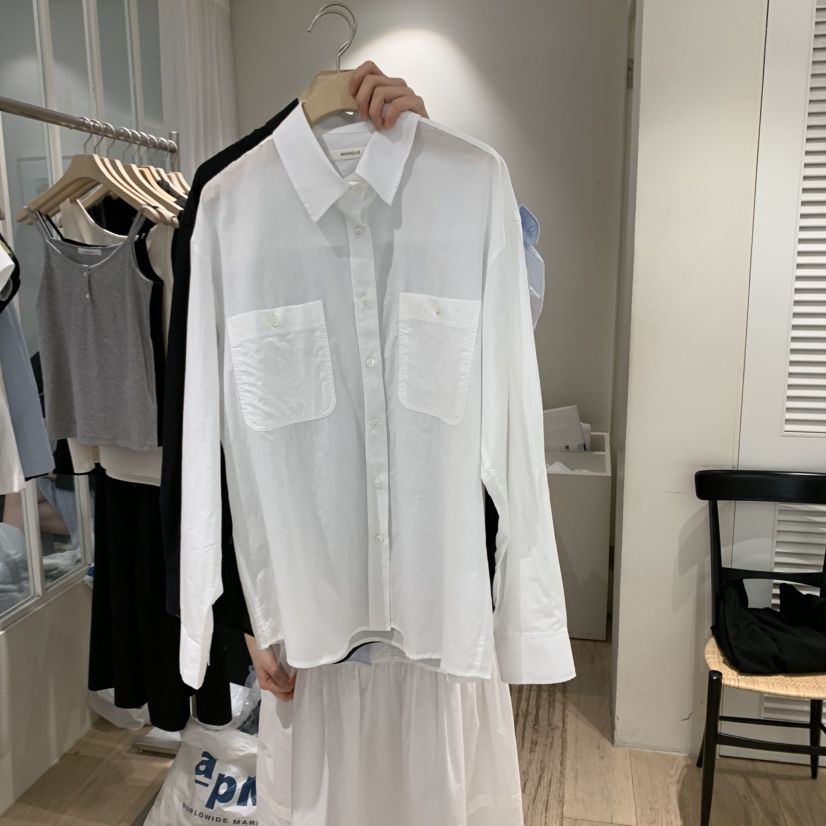 MONIQUE韓國直郵㊣東大門實拍女裝新款推薦人氣襯衫蕾絲衫口袋MONIQUE襯衫/蕾絲衫