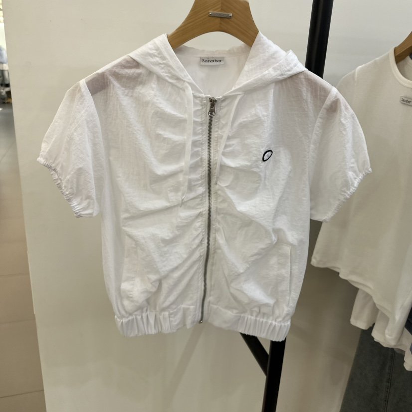 3 ANOTHER直郵韓國代購㊣女裝新款時尚熱賣夾克拉鏈褶皺連帽3 ANOTHER夾克