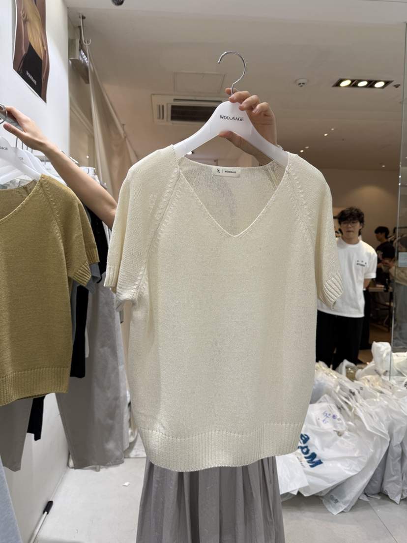 WOOD SAGE直郵韓國代購㊣女裝新款人氣時尚推薦熱賣針織衫V領WOOD SAGE針織衫