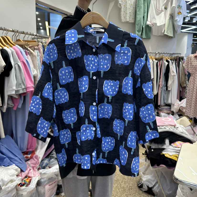 HAPPYBERRY直郵韓國代購㊣女裝新品熱賣25春夏時尚襯衫蕾絲衫HAPPYBERRY襯衫/蕾絲衫