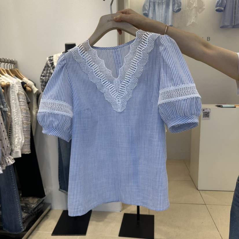 2nd B-S韓國直郵㊣東大門實拍女裝新品25春夏休閑襯衫蕾絲衫2nd B-S襯衫/蕾絲衫