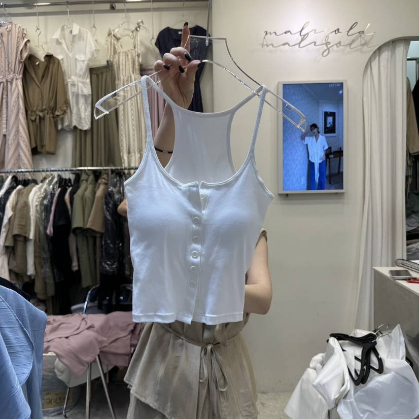 MARIGOLD韓國㊣直郵東大門代購女裝新款25春夏吊帶背心紐扣MARIGOLD吊帶/背心