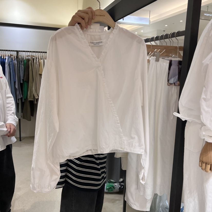 SELF SERVICE韓國直郵㊣東大門實拍女裝新款25春夏襯衫蕾絲衫SELF SERVICE襯衫/蕾絲衫