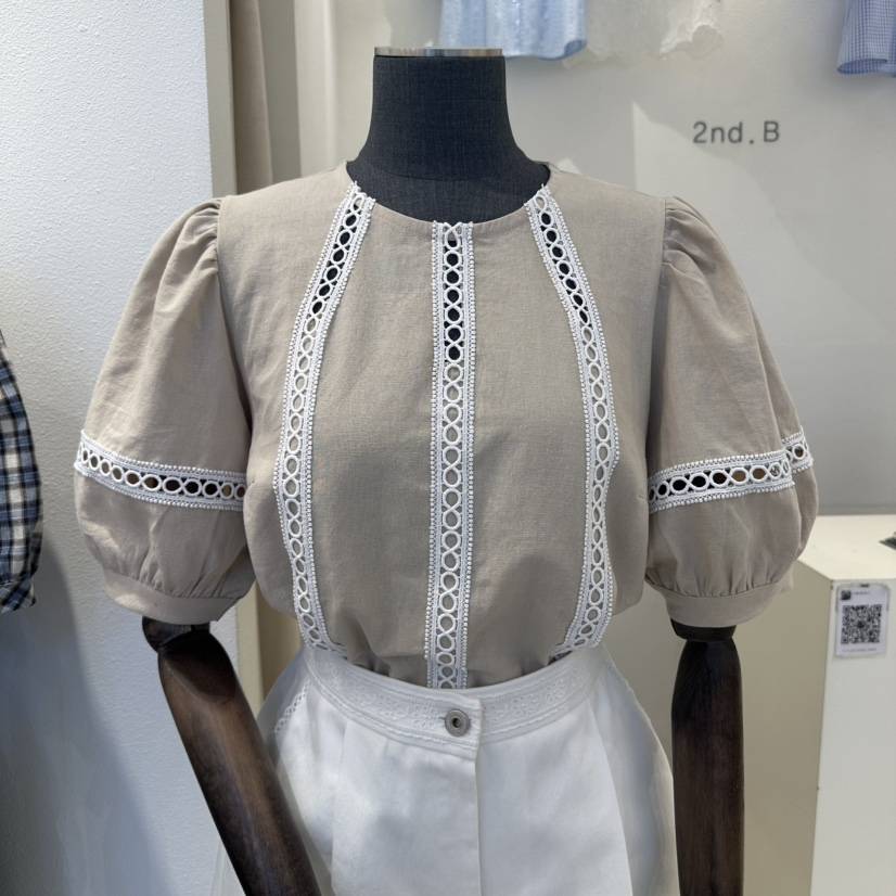 2nd B-S韓國㊣直郵東大門代購女裝新品推薦襯衫蕾絲衫亞麻布2nd B-S襯衫/蕾絲衫