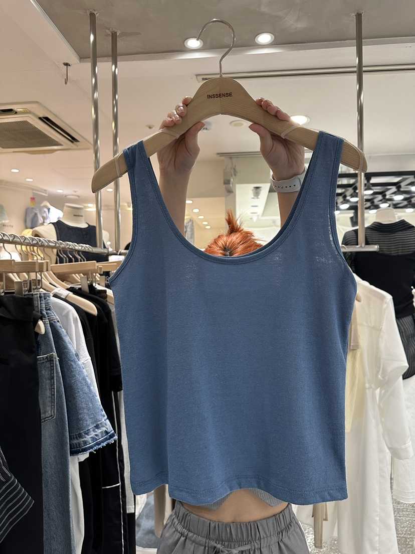 INSSENSE-A東大門實拍女士新品熱賣25春夏吊帶背心亞麻寬松INSSENSE-A吊帶/背心