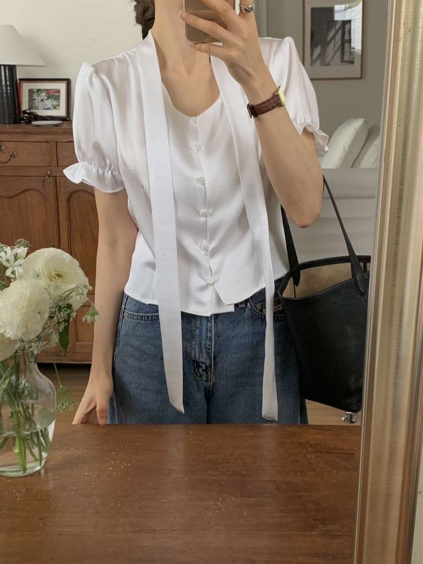 FORMSTUDIO東大門直郵女裝新款25春夏人氣襯衫蕾絲衫含脖帶FORMSTUDIO襯衫/蕾絲衫