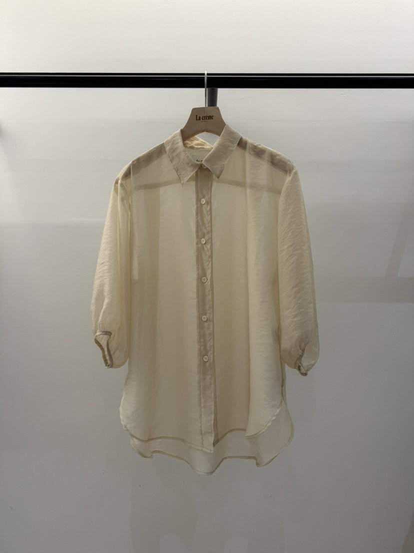 LA CREME韓國代購女士新品職業時尚推薦25春夏襯衫蕾絲衫透明LA CREME襯衫/蕾絲衫