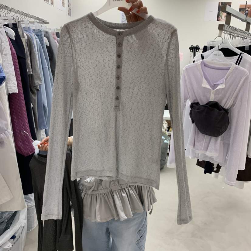 SOLD OUT韓國直郵女裝新品休閑人氣職業25春夏真品長袖T恤SOLD OUT長袖T恤