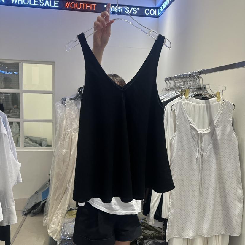 OUTFIT東大門實拍女士新品推薦熱賣人氣真品吊帶背心亞麻布OUTFIT吊帶/背心