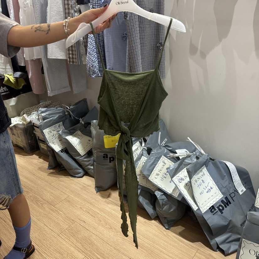 OLI SEOUL東大門實拍女裝新品推薦吊帶背心不含內搭亞麻布OLI SEOUL吊帶/背心