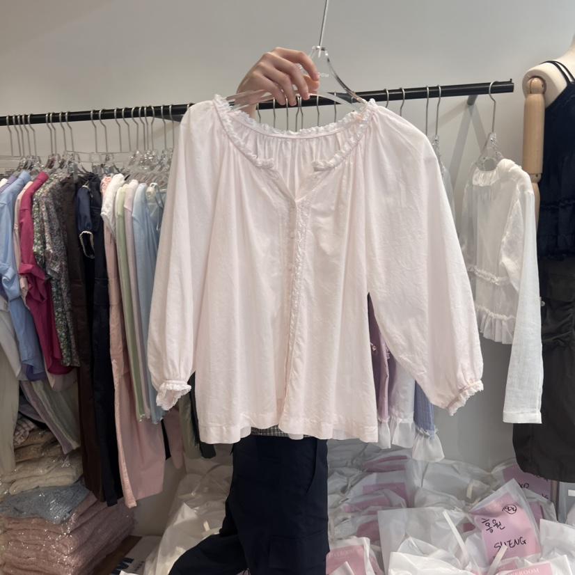 RIVEROOM韓國代購女士新品職業人氣真品推薦時尚襯衫蕾絲衫RIVEROOM襯衫/蕾絲衫