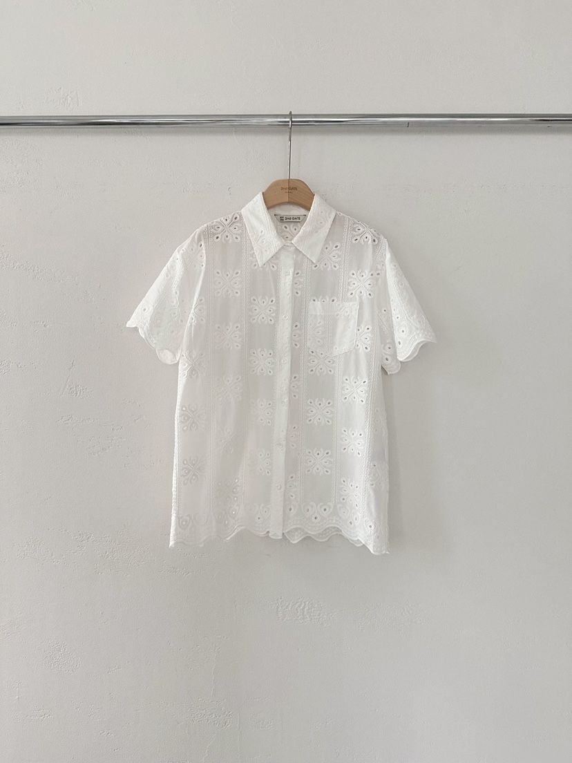 2ND GATE韓國代購女裝新款職業熱賣25春夏推薦襯衫蕾絲衫刺繡2ND GATE襯衫/蕾絲衫