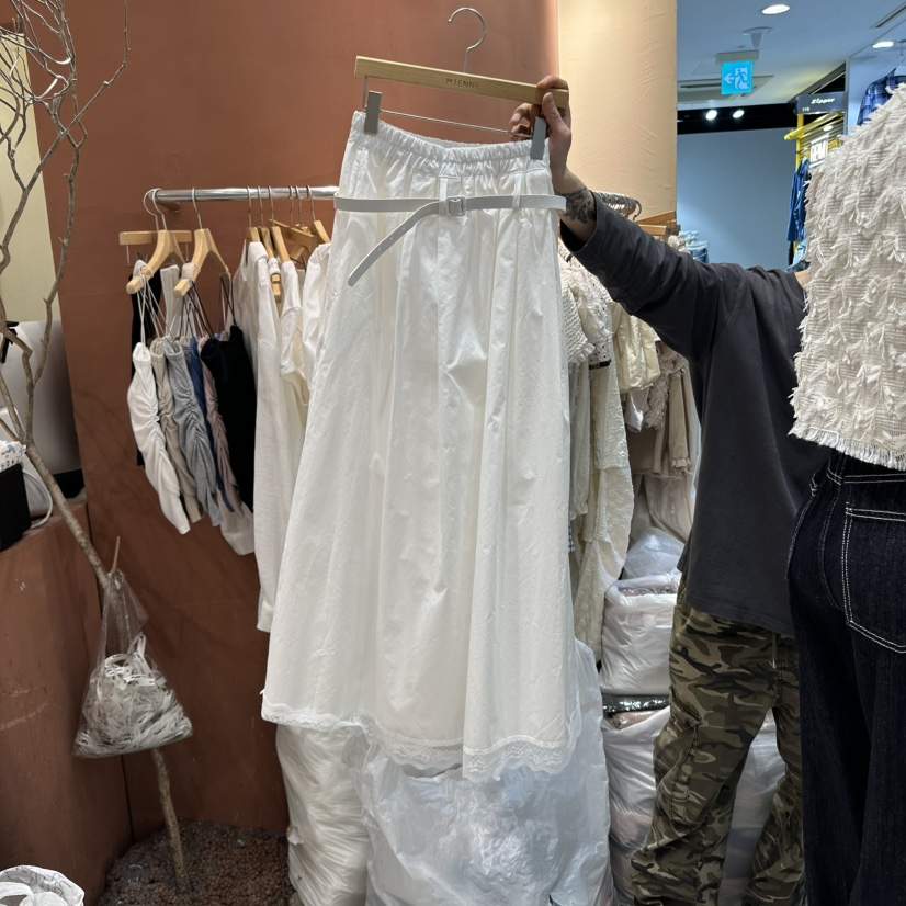 MIENNE韓國直郵㊣女裝新品熱賣時尚人氣25春夏休閑長裙含腰帶MIENNE長裙