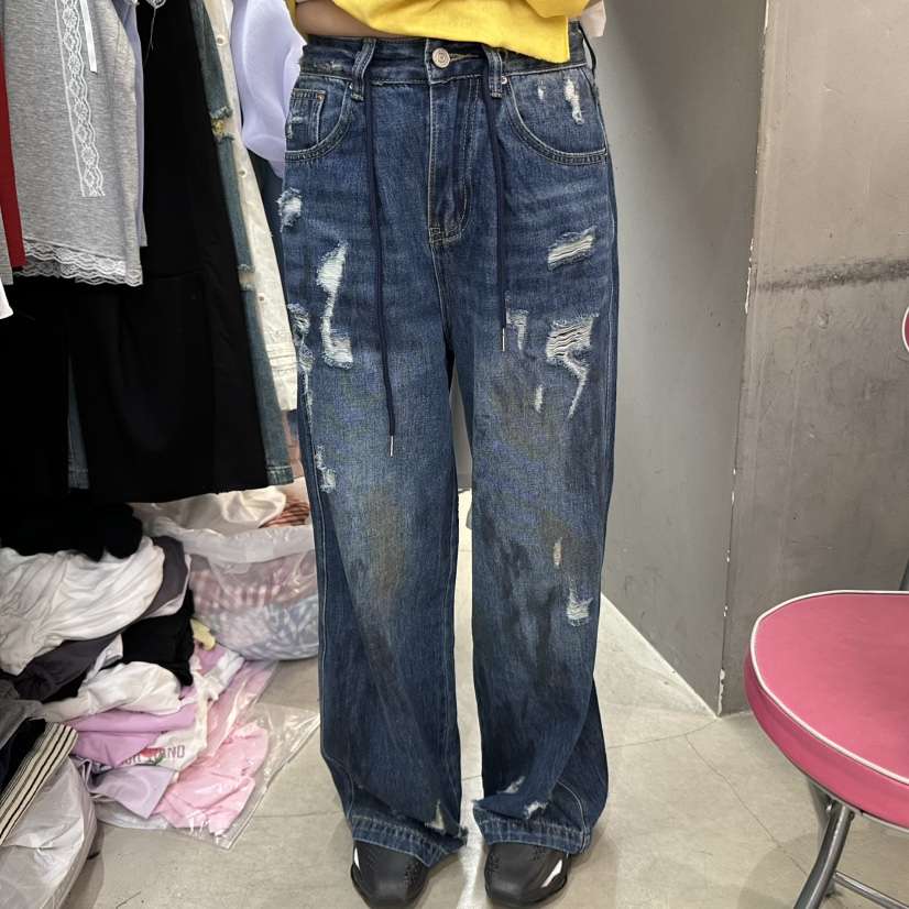 MOMAZU韓國直郵㊣女裝新品熱賣人氣25春夏休閑推薦牛仔褲破洞MOMAZU牛仔褲