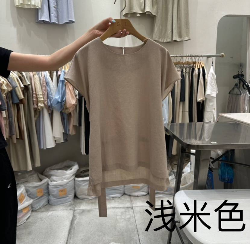G.I-L韓國㊣直郵東大門代購女裝新品25春夏襯衫蕾絲衫含腰帶G.I-L襯衫/蕾絲衫