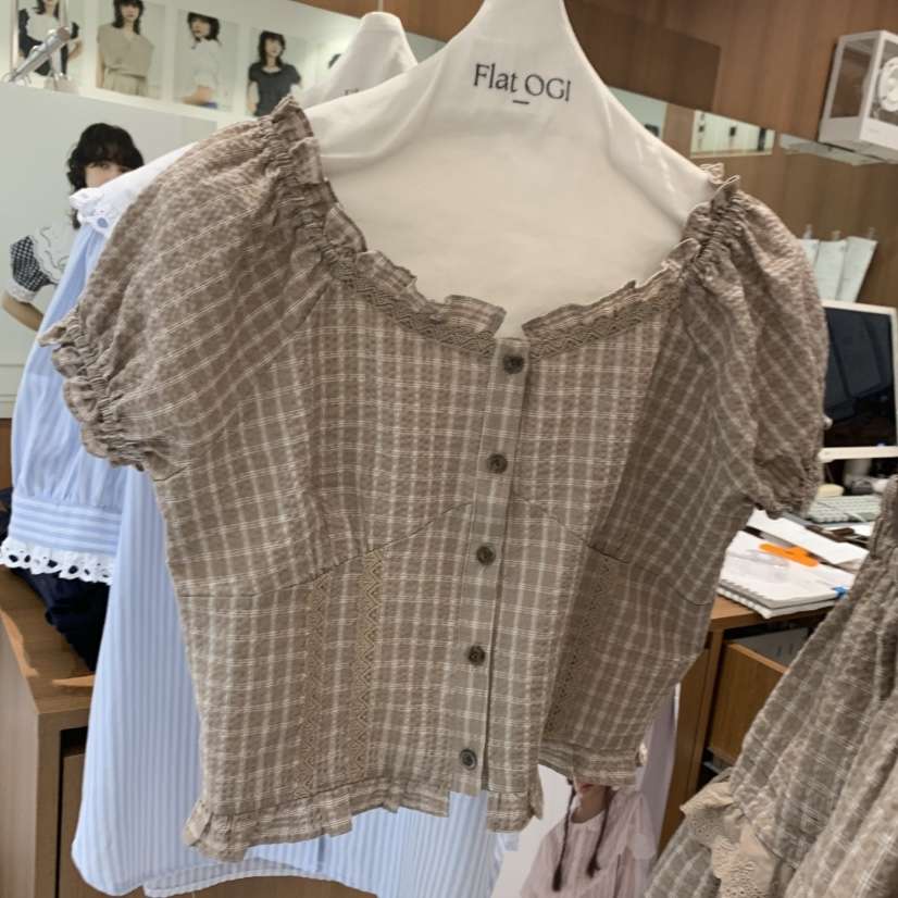 OGI韓國直郵㊣女裝新品休閑推薦熱賣時尚人氣25春夏襯衫蕾絲衫FLat OGI襯衫/蕾絲衫