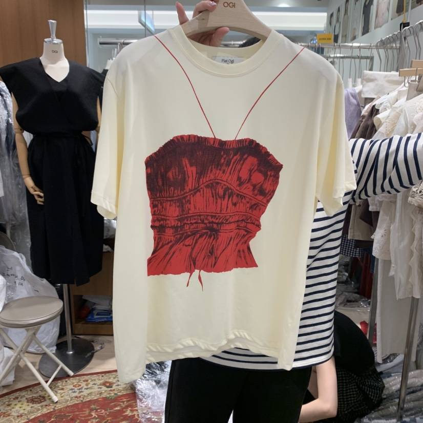 OGI韓國直郵㊣東大門實拍女裝新款25春夏熱賣休閑時尚T恤緊身FLat OGIT恤
