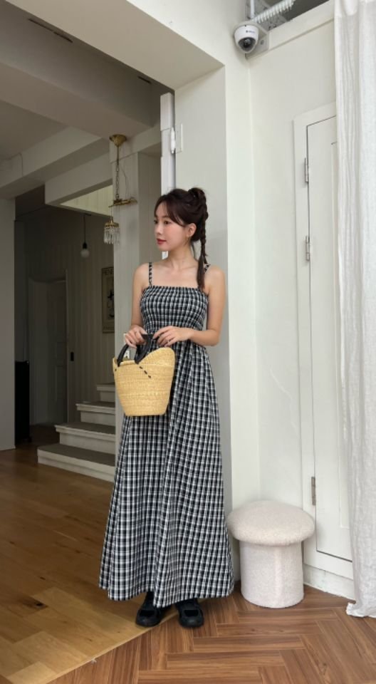 HEY/TO SEWING東大門實拍女士新款時尚25春夏推薦連衣裙格紋BY HEY/TO SEWING連衣裙