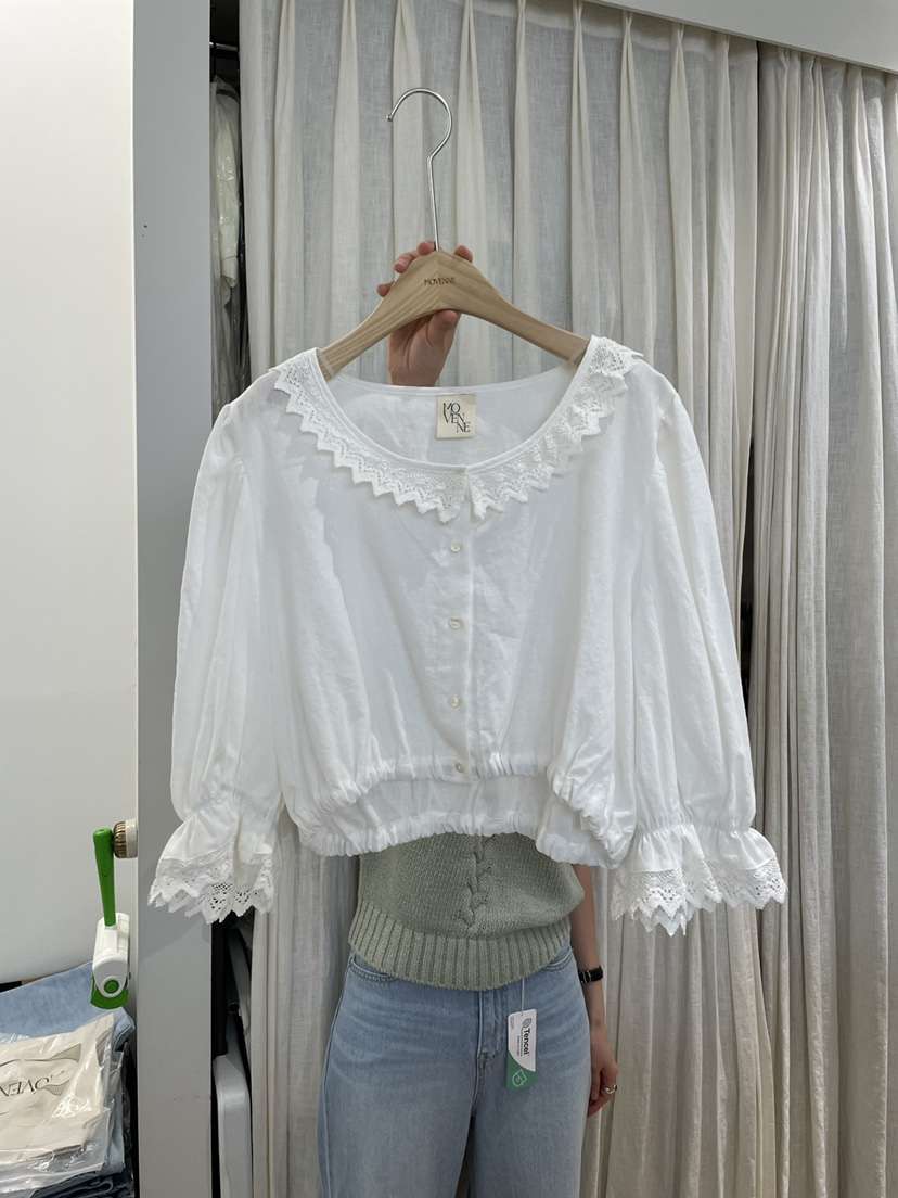 MOVENNE韓國代購女士新品真品25春夏人氣休閑職業襯衫蕾絲衫MOVENNE襯衫/蕾絲衫