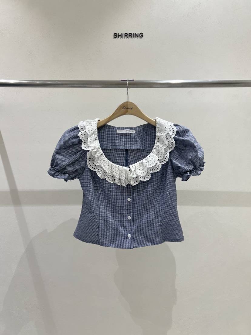 SHIRRING東大門代購女裝新品人氣25春夏熱賣時尚襯衫蕾絲衫SHIRRING襯衫/蕾絲衫