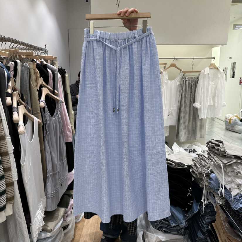 VIBELLE韓國㊣直郵東大門代購女裝新品時尚休閑推薦長裙含腰繩VIBELLE長裙