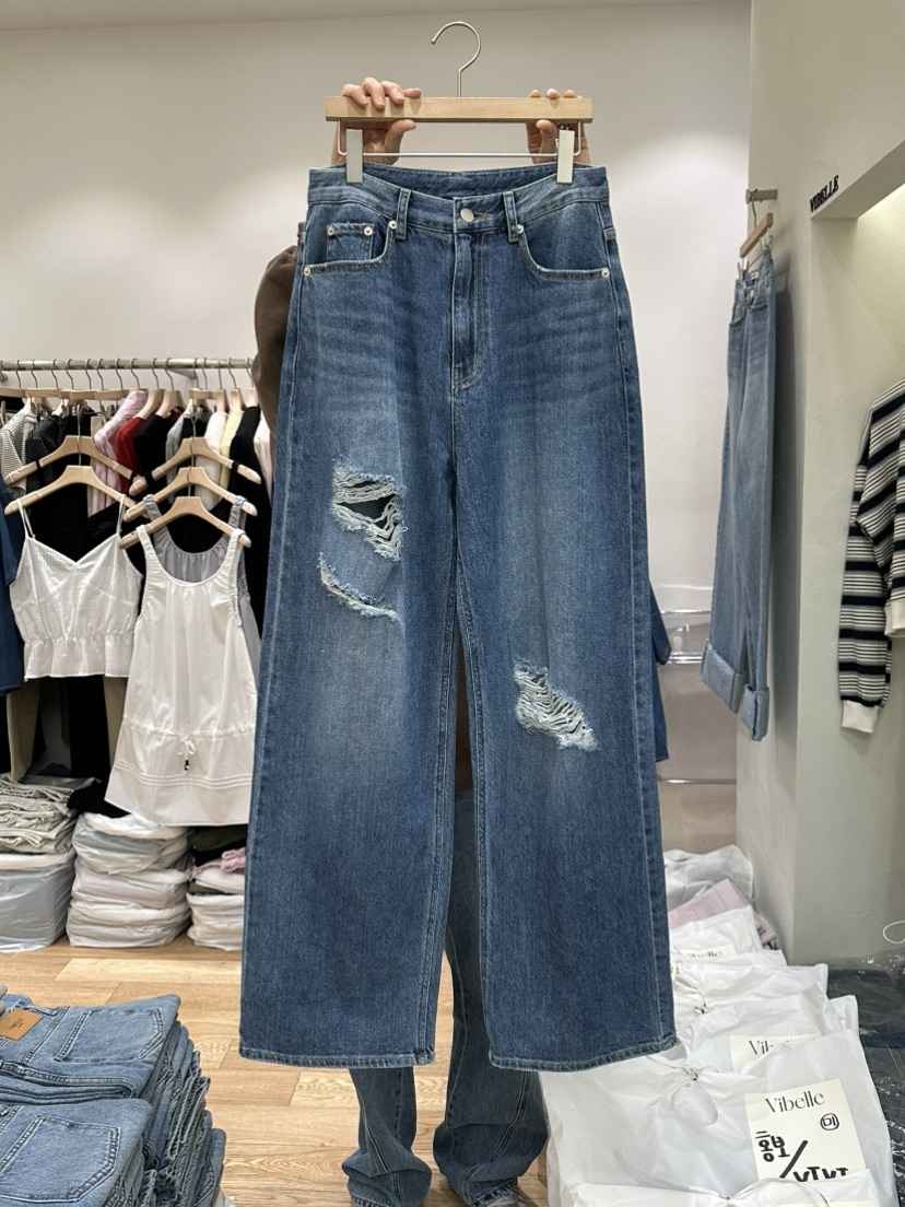 VIBELLE韓國直郵㊣女裝新品25春夏人氣推薦熱賣時尚休閑牛仔褲VIBELLE牛仔褲