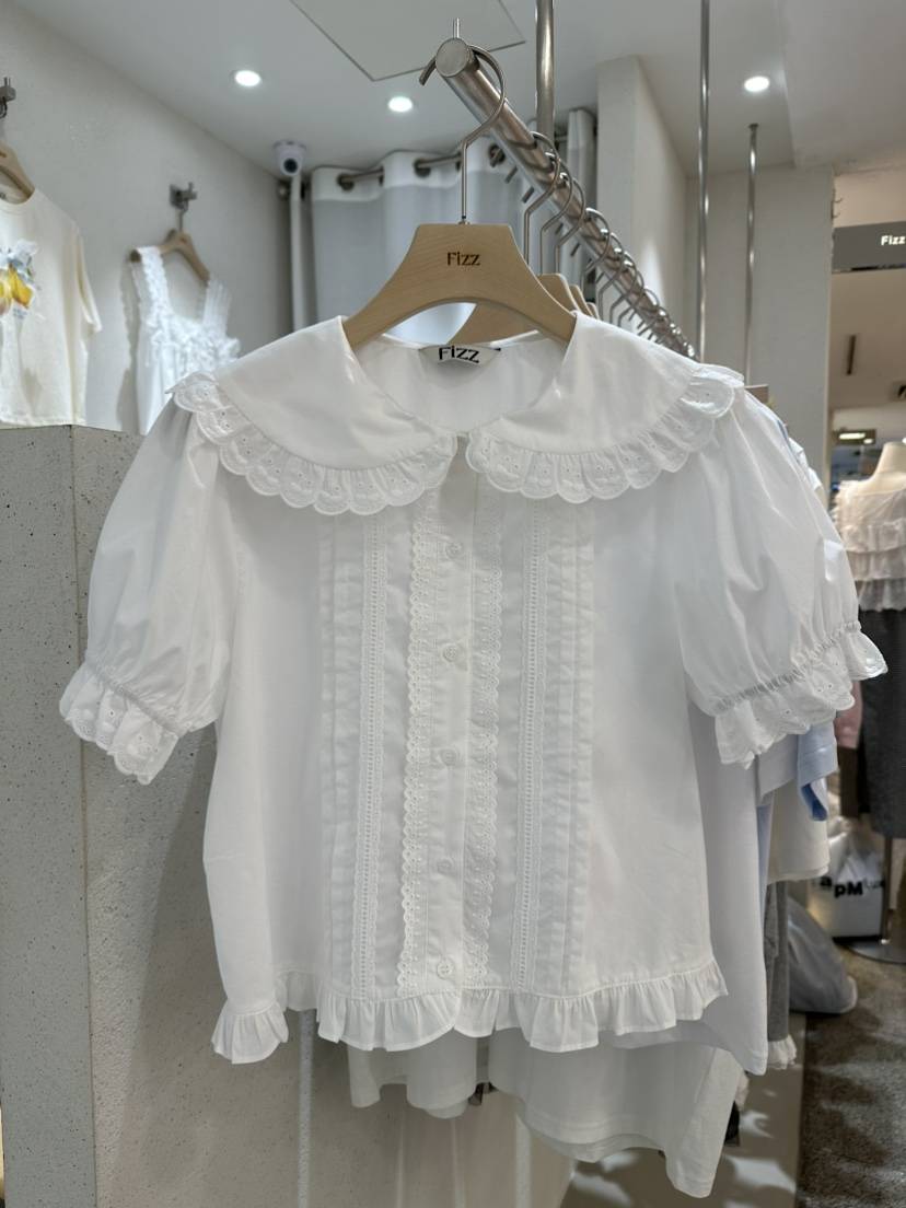FIZZ韓國㊣直郵東大門代購女裝新款25春夏時尚休閑襯衫蕾絲衫FIZZ襯衫/蕾絲衫