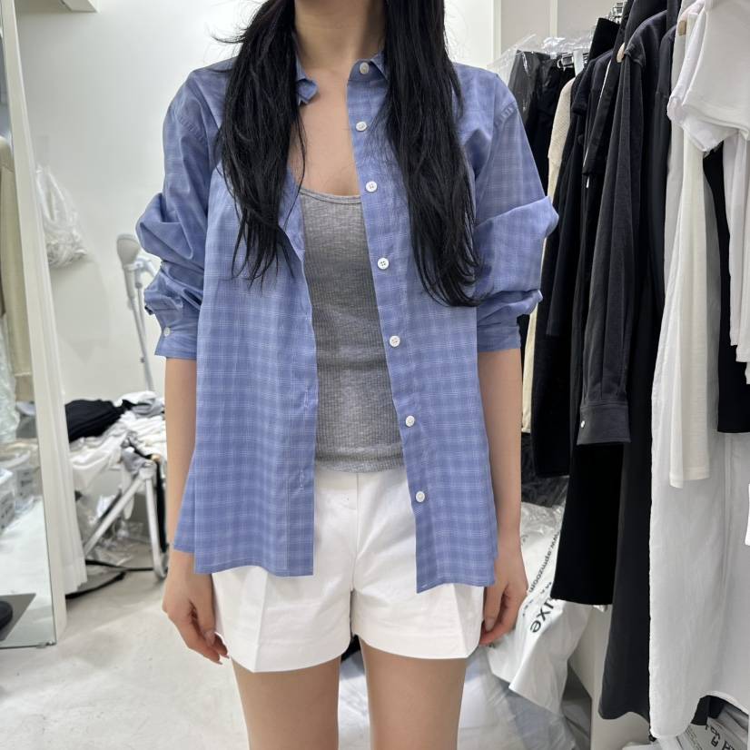 ASHTOE韓國直郵㊣東大門實拍女裝新品25春夏襯衫蕾絲衫含腰繩格紋ASHTOE襯衫/蕾絲衫