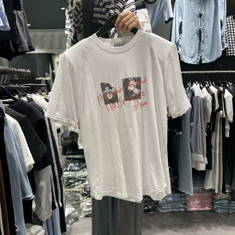 STAR-L韓國㊣直郵東大門代購女裝新品休閑熱賣時尚T恤復古STAR-LT恤