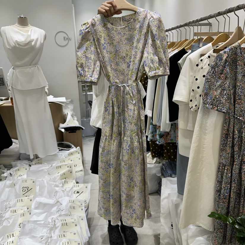 EN.U韓國直郵㊣女裝新品時尚人氣推薦25春夏休閑連衣裙含腰繩EN.U連衣裙