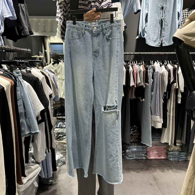 STAR-L韓國直郵㊣女裝新款時尚25春夏推薦人氣熱賣牛仔褲破洞STAR-L牛仔褲