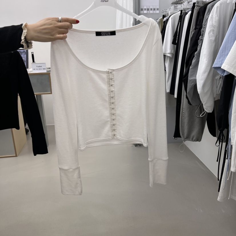 STAINLESS韓國㊣直郵東大門代購女裝新品推薦25春夏長袖T恤開衫STAINLESS長袖T恤