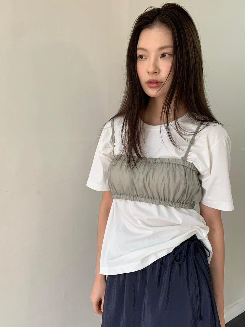 LOVE MY SANTA東大門代購女裝新品人氣吊帶背心不含內搭褶皺緊身Santa/LOVE MY SANTA吊帶/背心