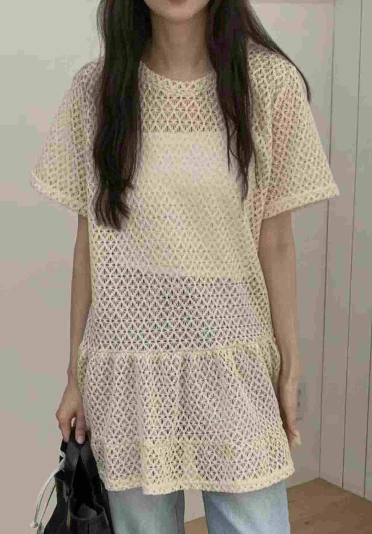 FOLLOW B東大門實拍女士新品推薦職業25春夏連衣裙鉤針編織FOLLOW B連衣裙