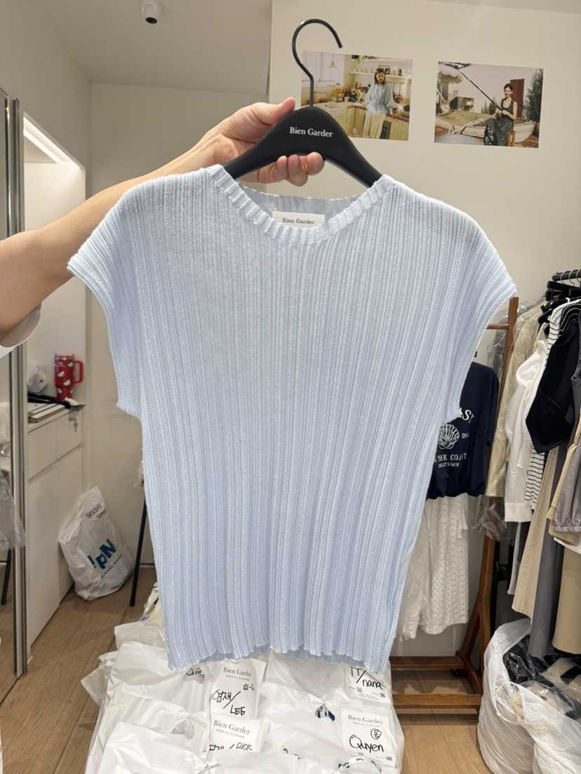 BIEN GARDER東大門代購女士新品25春夏推薦針織衫褶皺亞麻BIEN GARDER針織衫