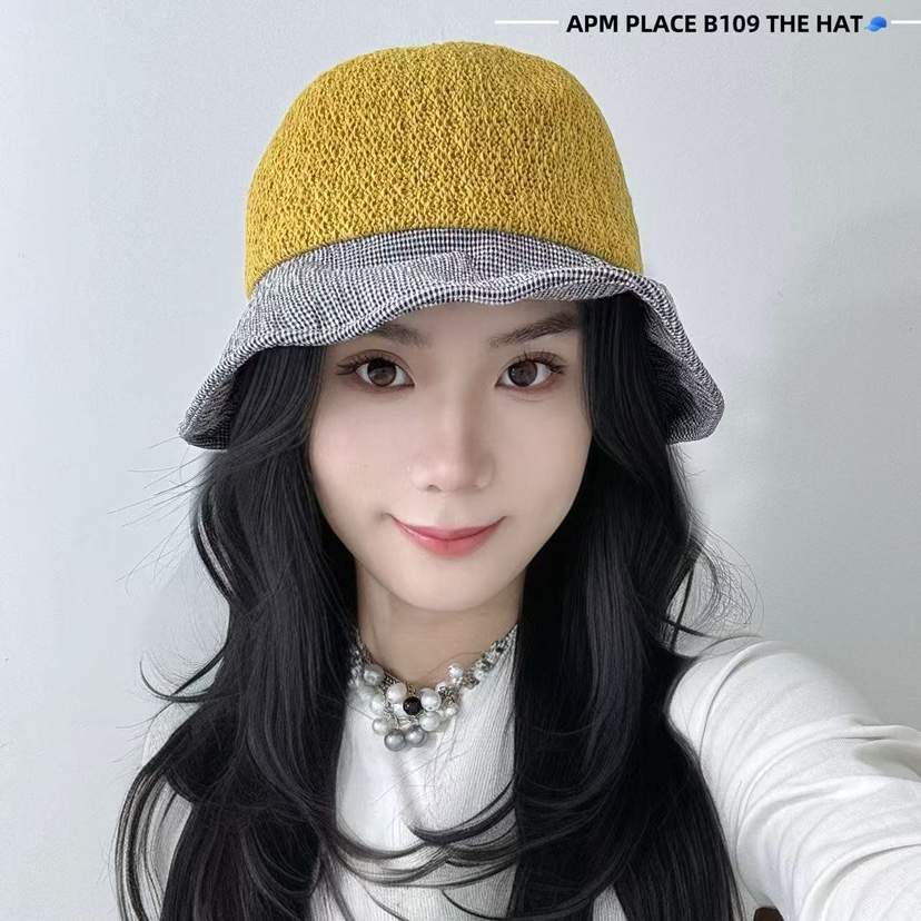 THE HAT-P韓國代購女士新款職業時尚25春夏帽子漁夫帽格紋THE HAT帽子