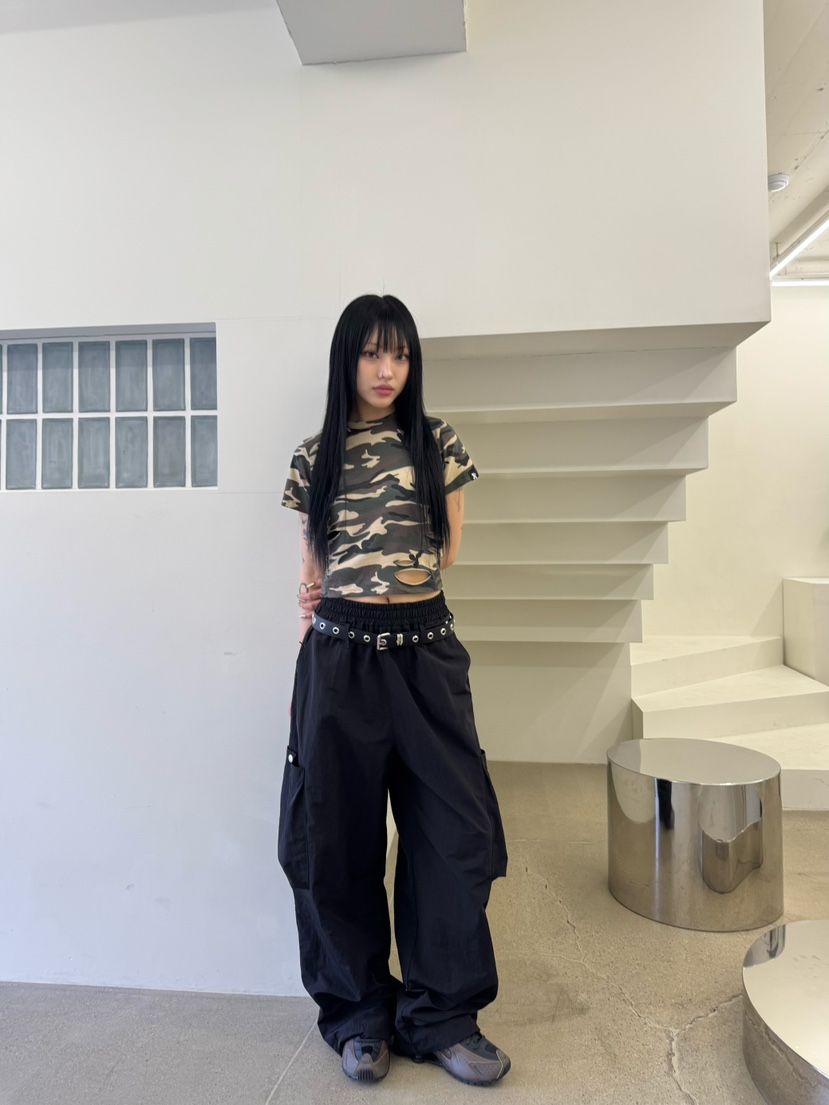 SEEOT韓國直郵女士新款推薦熱賣真品休閑褲工裝褲尼龍套裝腰帶GGD休閑褲