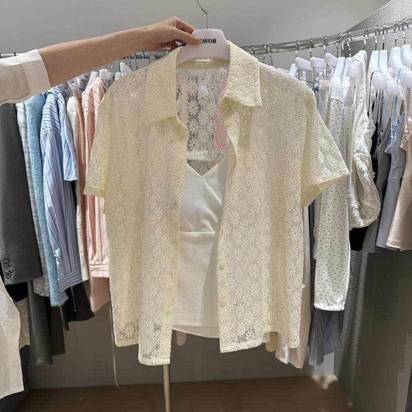 FAVOR-P韓國直郵㊣女裝新品人氣休閑推薦25春夏襯衫蕾絲衫FAVOR襯衫/蕾絲衫
