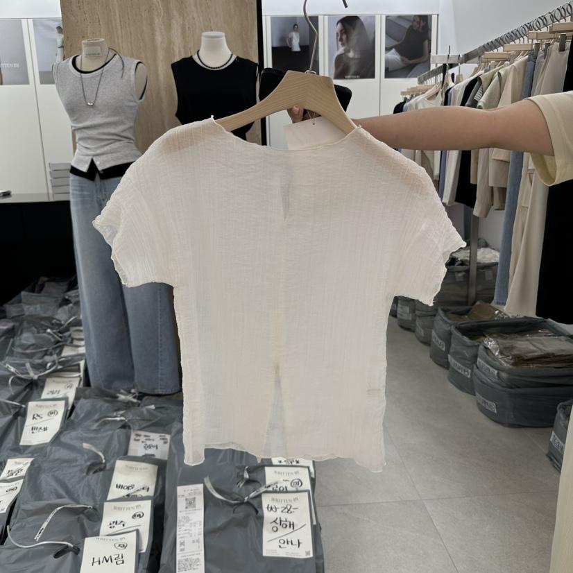 WRITTEN BY韓國直郵女裝新品真品職業時尚襯衫蕾絲衫天絲褶皺WRITTEN BY襯衫/蕾絲衫