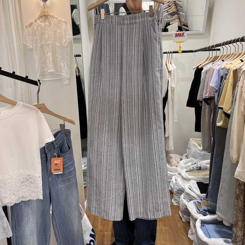 UNCOVER東大門代購女士新品熱賣休閑25春夏推薦時尚休閑褲條紋UNCOVER休閑褲